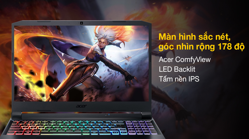 Acer Nitro 5 AN515 45 R3SM R5 5600H/144Hz (NH.QBMSV.005) - Tấm nền IPS góc nhìn rộng