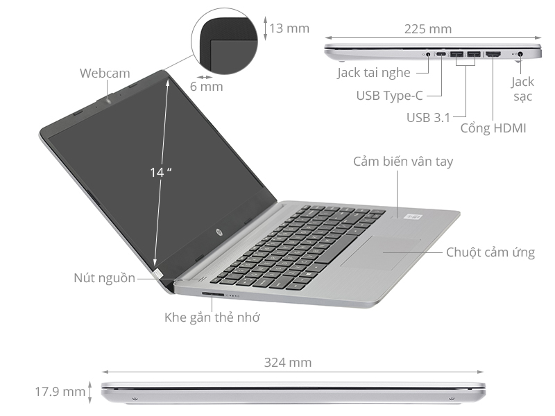 Laptop HP 340s G7 i5 1035G1/8GB/512GB/Win10 (36A35PA)