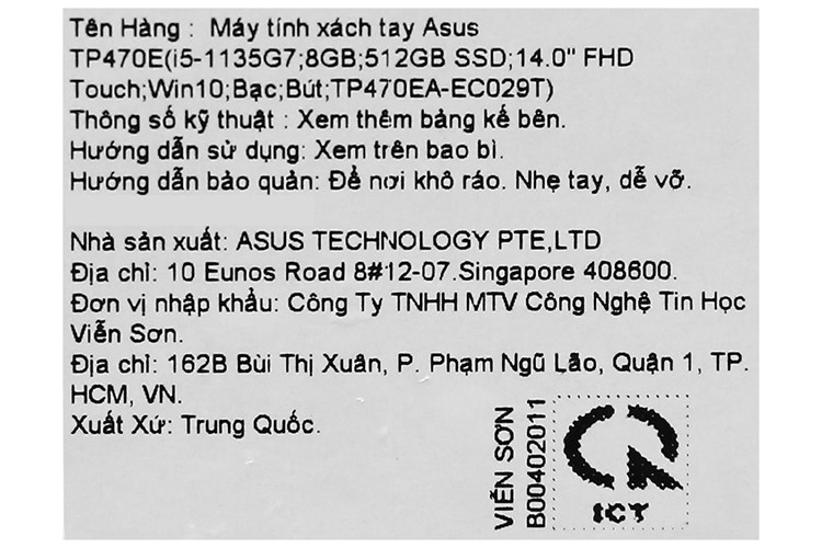 Laptop Asus VivoBook Flip TP470EA i5 1135G7/8GB/512GB/Touch/Pen/Win10 (EC029T) Màu Bạc