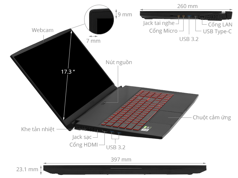 MSI GF75 Thin 10SCXR i7 10750H/8GB/512GB/4GB GTX1650/144Hz/Balo/Chuột/Win10 (068VN)