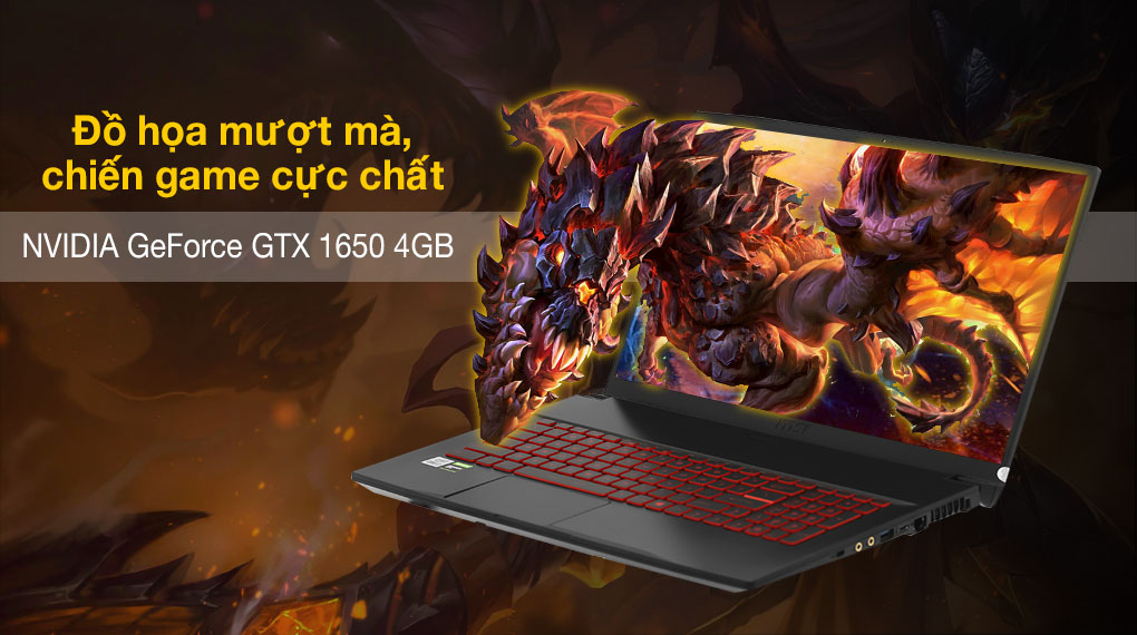 Laptop MSI GF75 Thin 10SCXR i7 10750H/8GB/512GB/4GB GTX1650/144Hz/Balo/Chuột/Win10 (068VN)