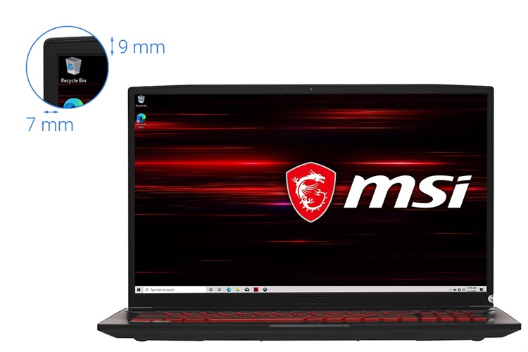 Laptop MSI GF75 Thin 10SCXR i7 10750H/8GB/512GB/4GB GTX1650/144Hz/Balo/Chuột/Win10 (068VN) Màu Đen