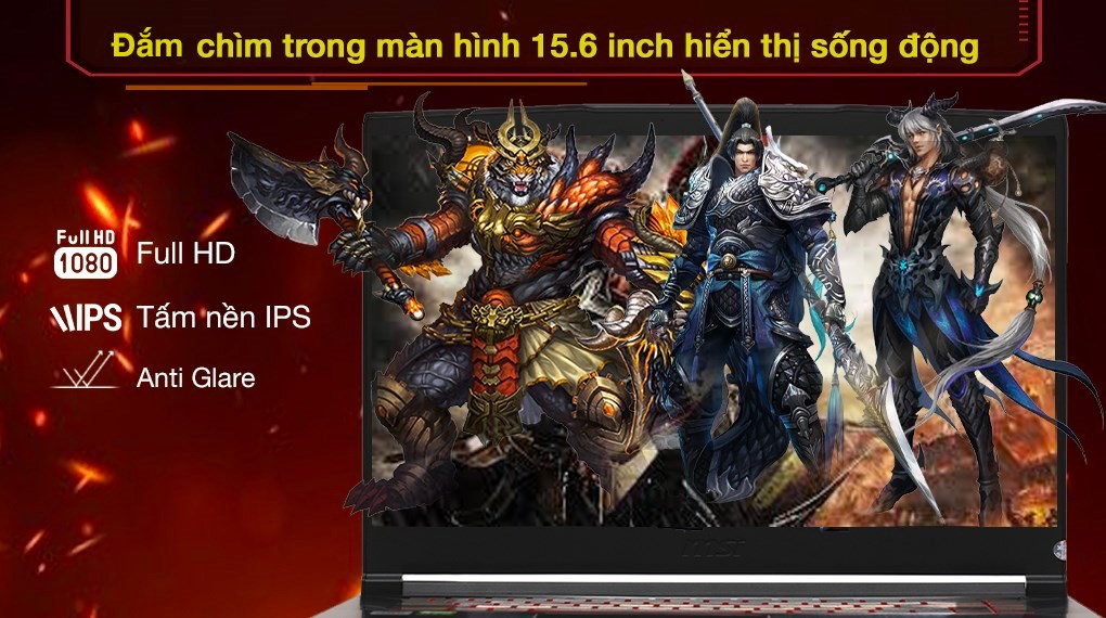 Laptop MSI Gaming GF65 Thin 10UE i5 10500H/16GB/512GB/6GB RTX3060 Max-Q/144Hz/Balo/Chuột/Win10 (297VN)