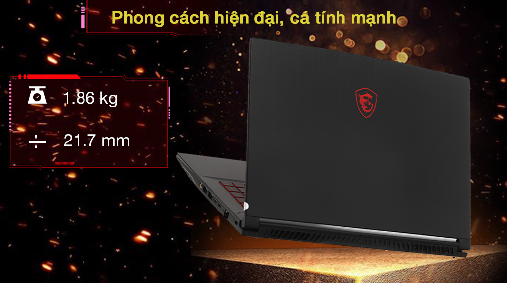 Laptop MSI Gaming GF65 Thin 10UE i5 10500H/16GB/512GB/6GB RTX3060 Max-Q/144Hz/Balo/Chuột/Win10 (297VN)