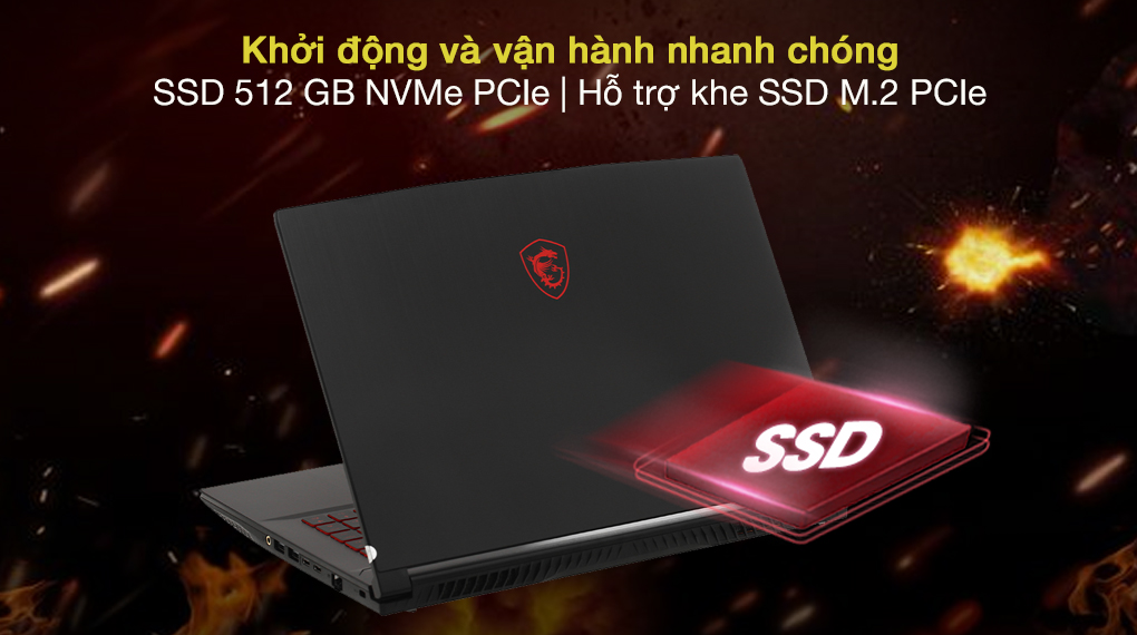Laptop MSI Gaming GF65 Thin 10UE i5 10500H/16GB/512GB/6GB RTX3060 Max-Q/144Hz/Balo/Chuột/Win10 (297VN)