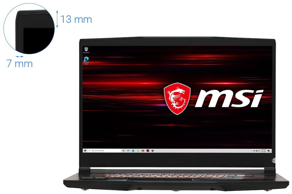 Laptop MSI Gaming GF65 Thin 10UE i5 10500H/16GB/512GB/6GB RTX3060 Max-Q/144Hz/Balo/Chuột/Win10 (297VN) Màu Đen