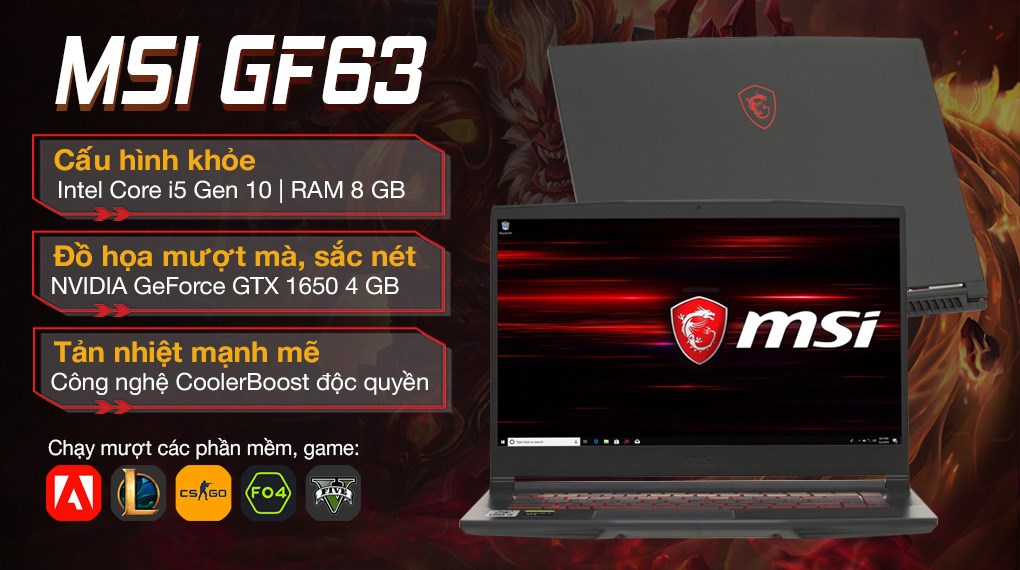 Laptop MSI GF63 10SC i5 10300H | Chính hãng, trả góp