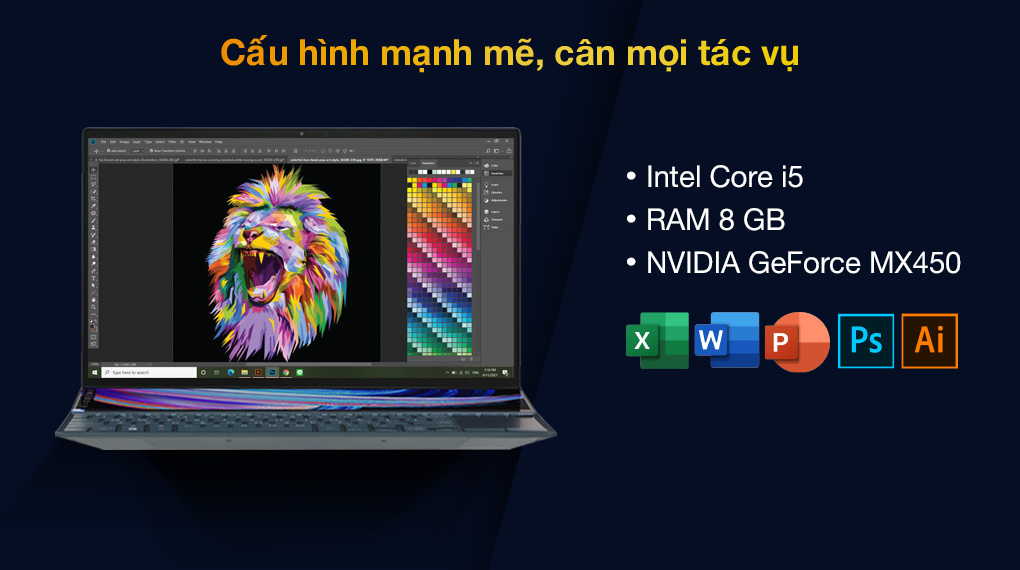 Laptop Asus ZenBook Duo UX482EG i5 1135G7/8GB/512GB/2GB MX450/Touch/Pen/Túi/Stand/Win10 (KA166T)