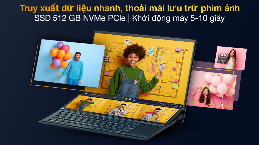 Laptop Asus ZenBook Duo UX482EG i5 1135G7/8GB/512GB/2GB MX450/Touch/Pen/Túi/Stand/Win10 (KA166T)