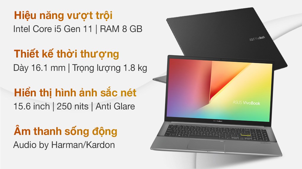Laptop Asus VivoBook S533EQ i5 1135G7/8GB/512GB/2GB MX350/Win10 (BQ011T)