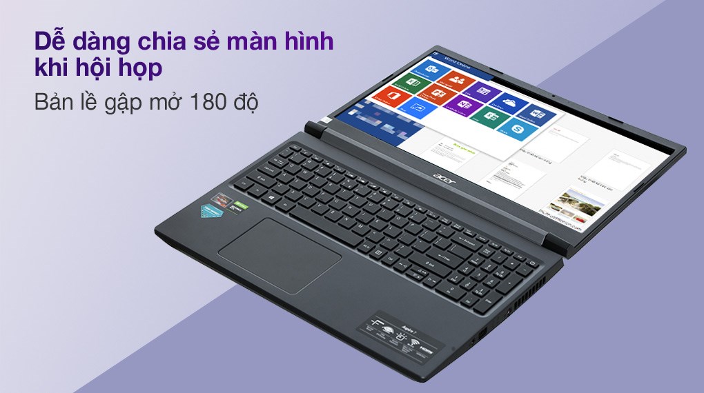 Laptop Acer Aspire 7 Gaming A715 41G R150 R7 3750H/8GB/512GB/4GB GTX1650Ti/Balo/Win10 (NH.Q8SSV.004)