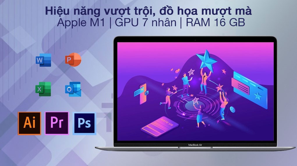Hình ảnh Laptop Apple MacBook Air M1 2020 16GB/256GB/7-core GPU (Z127000DE)