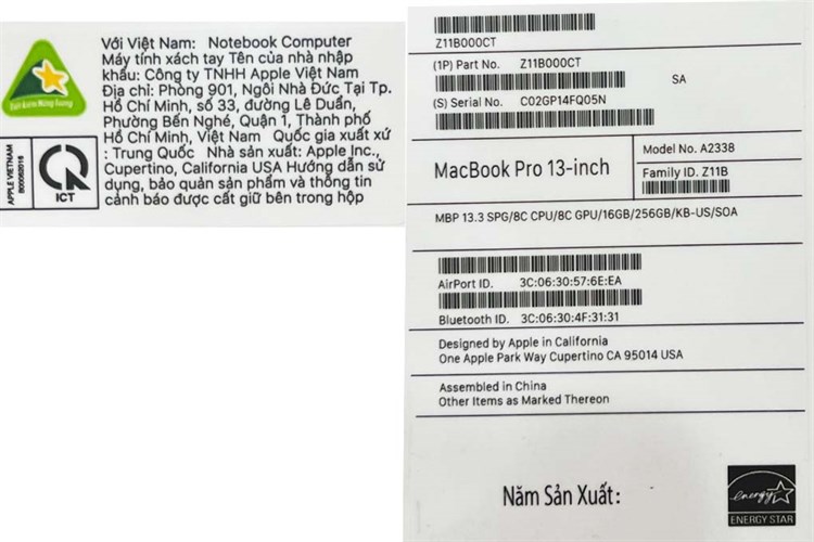 Laptop Apple MacBook Pro M1 2020/16GB/256GB (Z11B000CT) Màu Xám