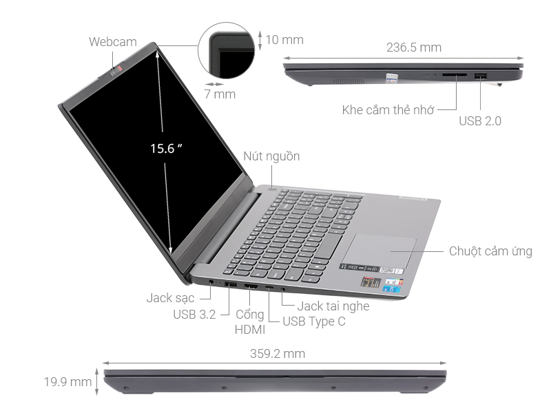 LENOVO IdeaPad Slim 3: Core i5 Gen11/8G/SSD 512G/15.6in FHD/còn BH 3th - 8