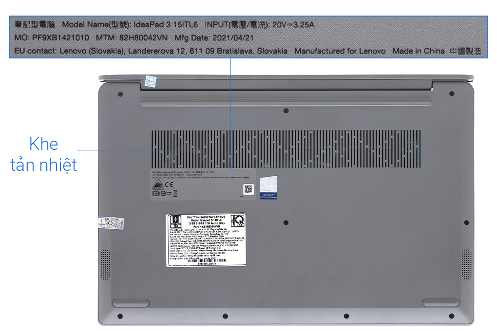 Laptop Lenovo IdeaPad 3 15ITL6 i5 1135G7/8GB/512GB/Win10 (82H80042VN) Màu Xám