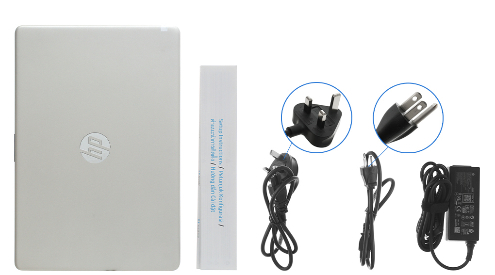 Bộ sản phẩm gồm: Dây nguồn ( 2 dây ) , Sách hướng dẫn, Thùng máy, Sạc Laptop HP