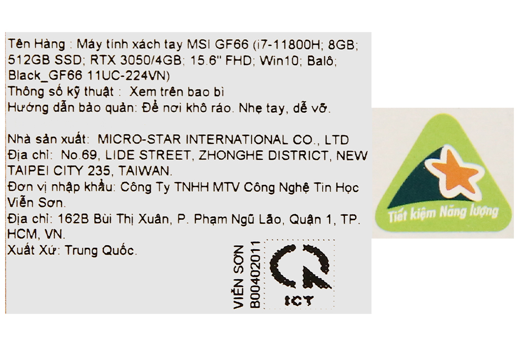 Siêu thị laptop MSI Katana Gaming GF66 11UC i7 11800H/8GB/512GB/4GB RTX3050/144Hz/Balo/Win10 (224VN)