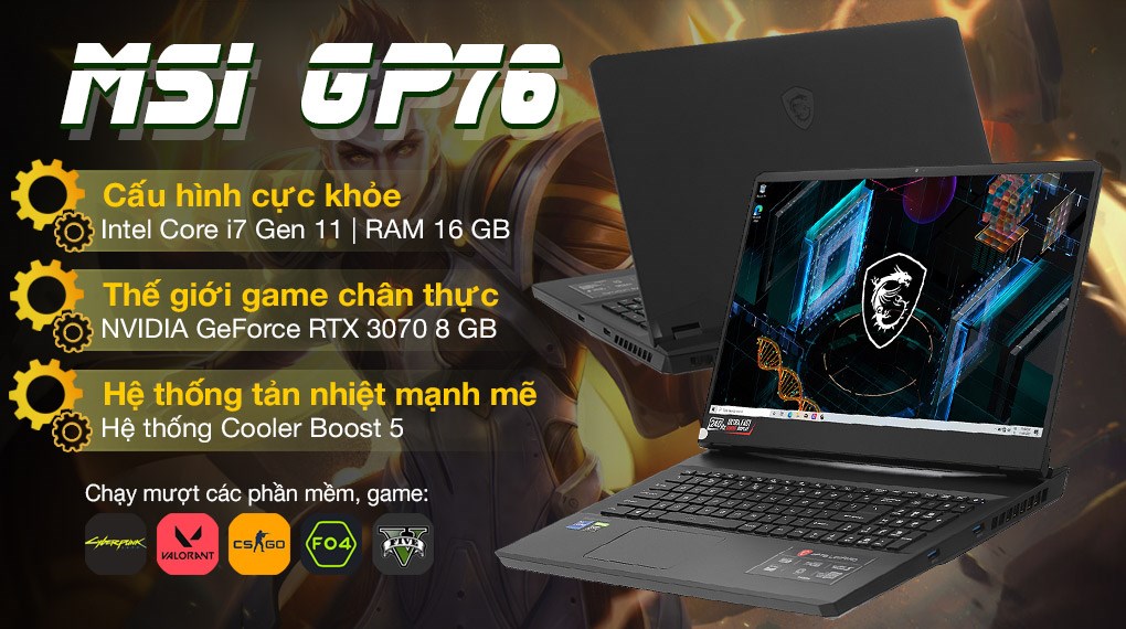 Laptop MSI Gaming Leopard GP76 11UG i7 11800H/16GB/1TB SSD/8GB RTX3070/240Hz/Balo/Chuột/Win10 (435VN)