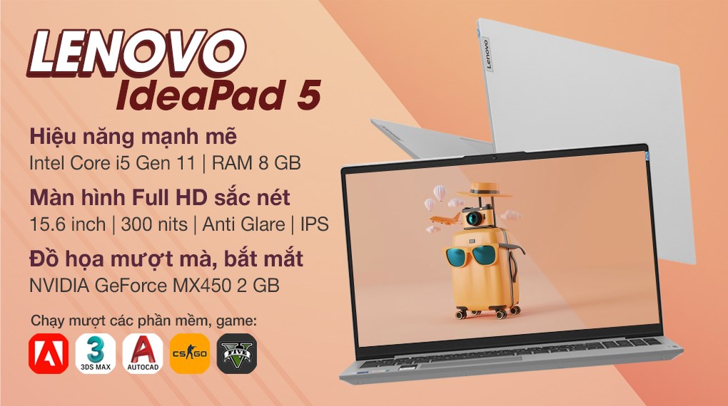 Laptop Lenovo Ideapad 5 15ITL05 i5 1135G7/8GB/512GB/2GB MX450/Win10 (82FG00P5VN)