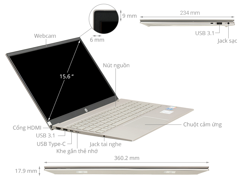 HP Pavilion 15 eg0504TU i7 1165G7/8GB/512GB/Win10 (46M00PA)