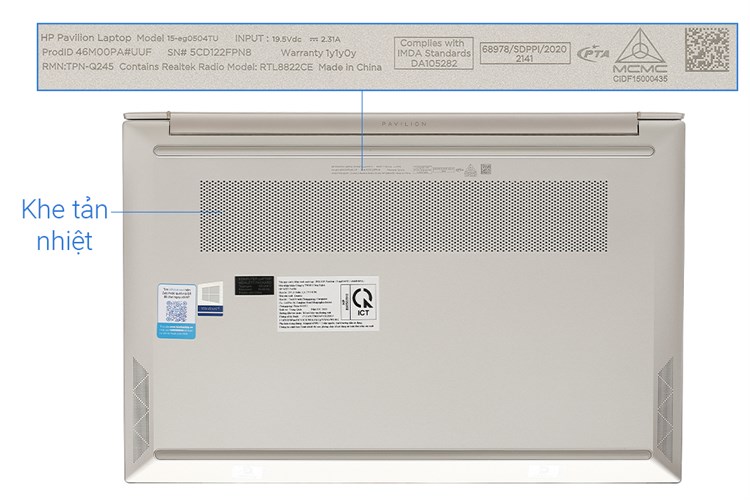 Laptop HP Pavilion 15 eg0504TU i7 1165G7/8GB/512GB/Win10 (46M00PA) Màu Vàng