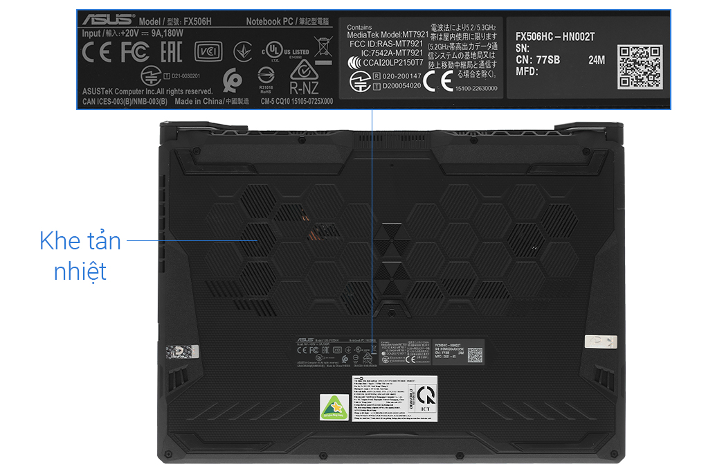 Laptop Asus TUF Gaming FX506HC i5 11400H/8GB/512GB/4GB RTX3050/144Hz/Win10 (HN002T) Màu Xám