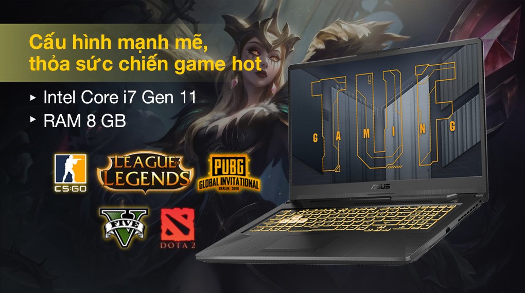 Laptop Asus TUF Gaming FX706HE i7 11800H/8GB/512GB/4GB RTX3050Ti/144Hz/Win10 (HX011T)