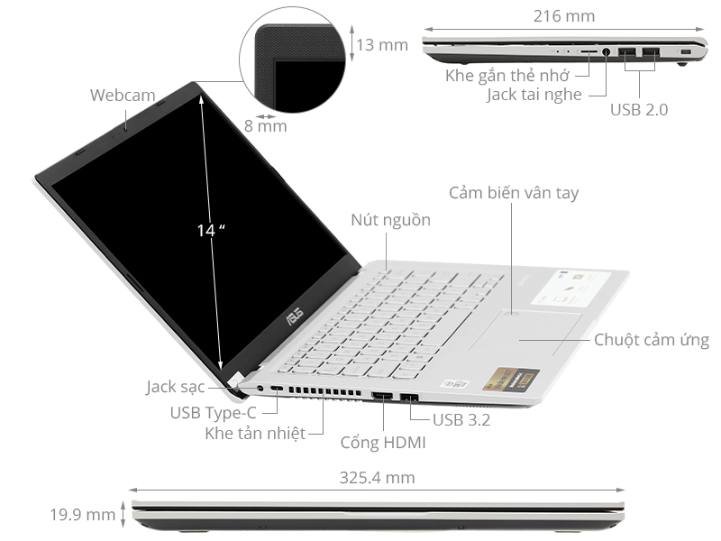 Asus VivoBook X415EA i3 1115G4/4GB/512GB/Win10 (EB263T)