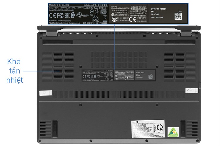 Laptop Asus Rog Zephyrus Gaming G14 GA401QH R7 5800HS/8GB/512GB/4GB GTX1650/144Hz/Túi/Win10 (HZ035T) Màu Xám