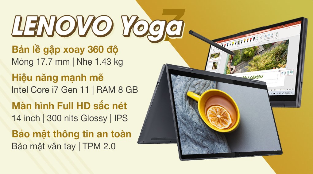 Laptop Lenovo Yoga 7 14ITL5 i7 1165G7/8GB/512GB/Touch/Pen/Win10 (82BH00CKVN)