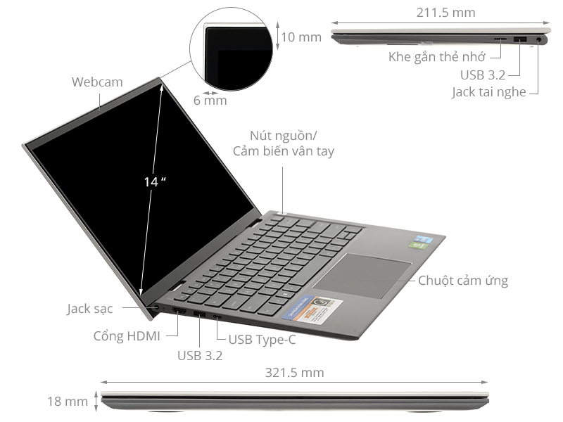 Dell Inspiron 14 5410 i5 1135G7/8GB/512GB/2GB MX350/Touch/Pen/Office H&S2019/Win10 (N4I5147W)