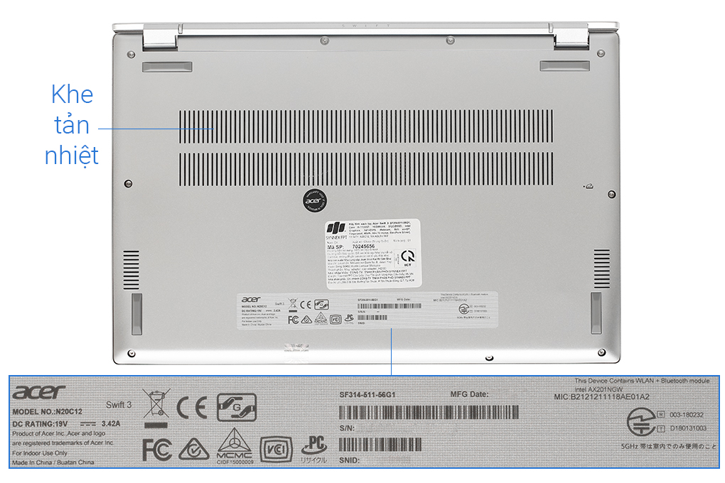 Laptop Acer Swift 3 SF314 511 56G1 i5 1135G7/16GB/512GB/Win10 (NX.ABLSV.002) Màu Bạc