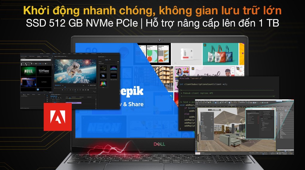 Laptop Dell Gaming G5 15 5505 R5 4600H/8GB/512GB/6GB RX5600M/120Hz/Win10 (70252801)