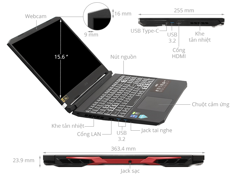 Acer Nitro 5 Gaming AN515 57 74NU i7 11800H/8GB/512GB/4GB RTX3050Ti/144Hz/Win10 (NH.QD9SV.001.)