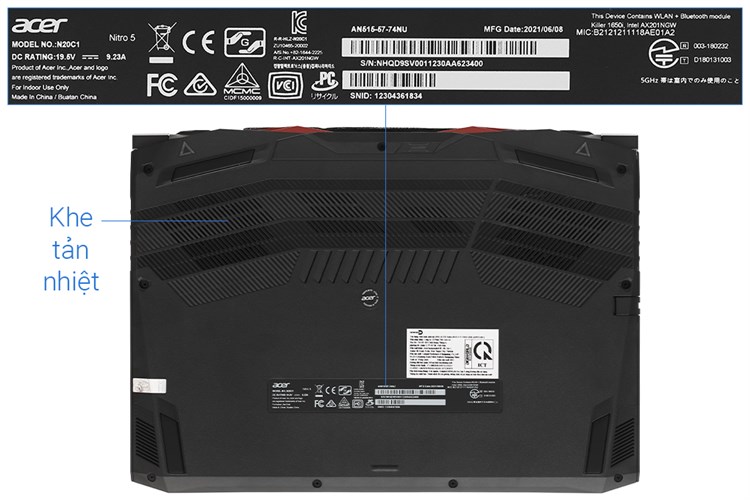 Laptop Acer Nitro 5 Gaming AN515 57 74NU i7 11800H/8GB/512GB/4GB RTX3050Ti/144Hz/Win10 (NH.QD9SV.001.) Màu Đen