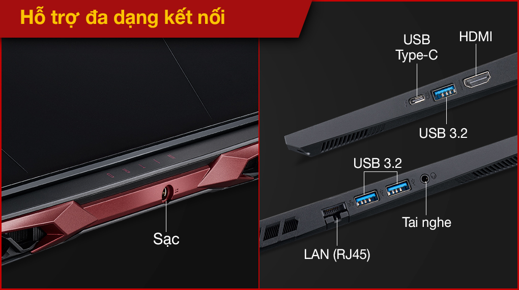 Acer Nitro 5 Gaming AN515 57 727J i7 11800H (NH.QD9SV.005.) - Cổng kết nối