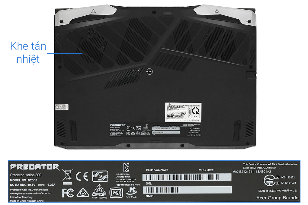 Laptop Acer Predator Helios PH315 54 78W5 i7 11800H/8GB/512GB/4GB RTX3050Ti/144Hz/Win10 (NH.QC5SV.001) Màu Đen