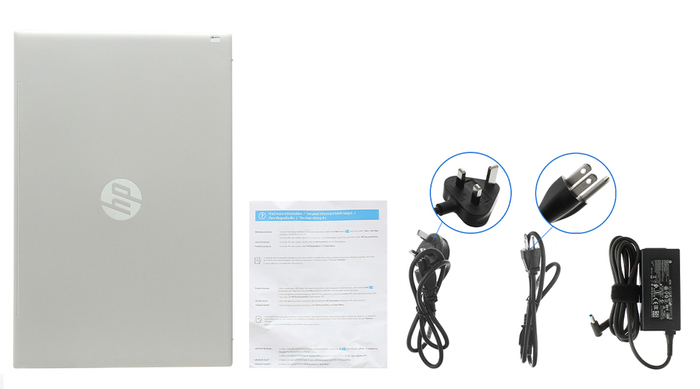 Bộ sản phẩm gồm: Dây nguồn ( 2 dây ) , Sách hướng dẫn, Thùng máy, Sạc Laptop HP