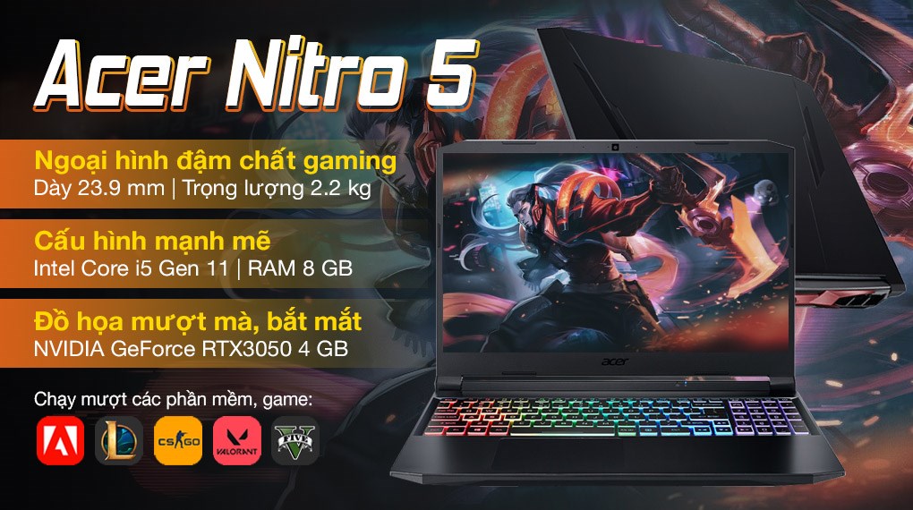 Laptop Acer Nitro 5 AN515 57 51G6 i5 11400H (NH.QD8SV.002) | Giá rẻ