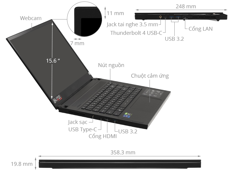 MSI Gaming GS66 Stealth 11UG i7 11800H/32GB/2TB SSD/8GB RTX3070 Max-Q/360Hz/Balo/Chuột/Win10 (219VN)