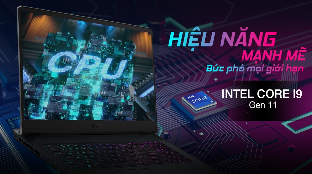 Laptop MSI Gaming GE76 Raider 11UH i9 11980HK/64GB/2TB SSD/16GB RTX3080/120Hz/Balo/Chuột/Win10 (434VN)