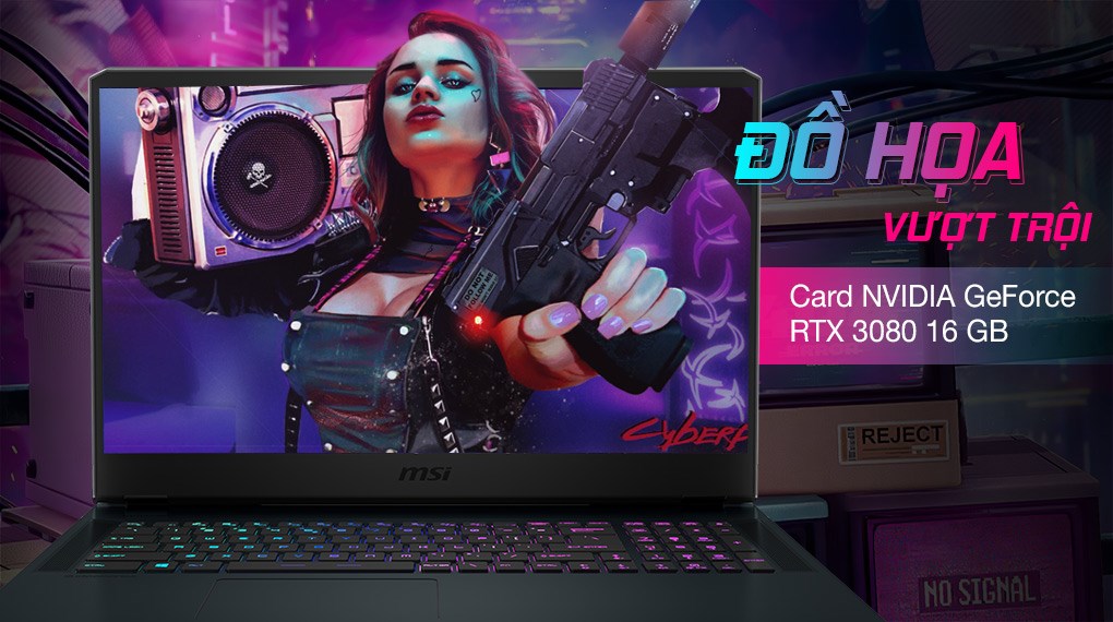 Laptop MSI Gaming GE76 Raider 11UH i9 11980HK/64GB/2TB SSD/16GB RTX3080/120Hz/Balo/Chuột/Win10 (434VN)