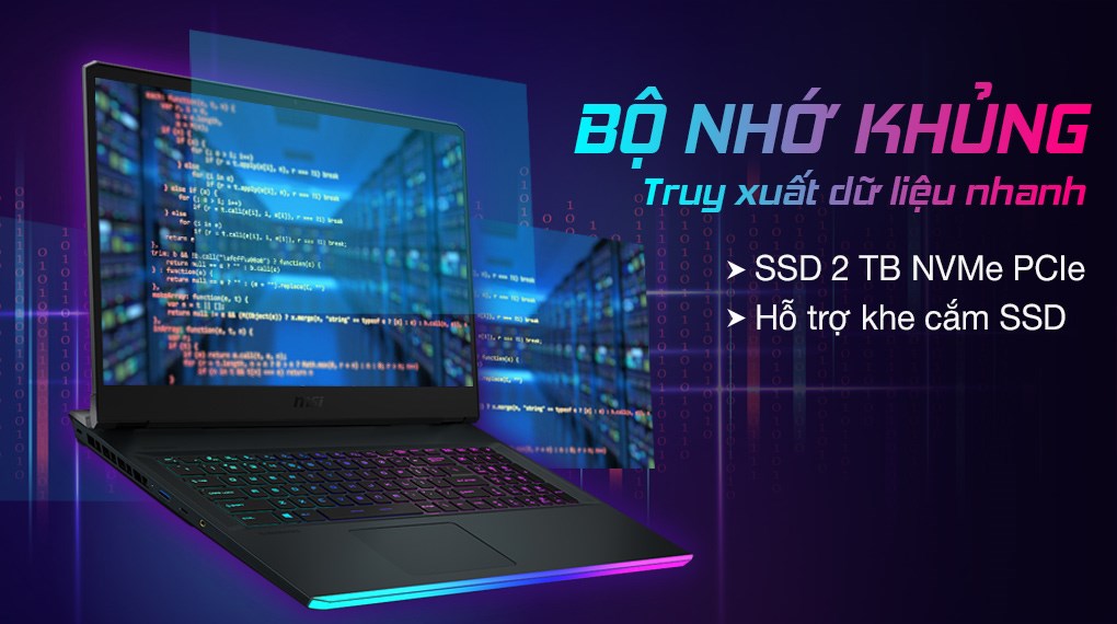 Laptop MSI Gaming GE76 Raider 11UH i9 11980HK/64GB/2TB SSD/16GB RTX3080/120Hz/Balo/Chuột/Win10 (434VN)