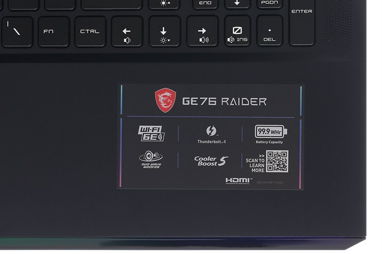 Laptop MSI Gaming GE76 Raider 11UH i9 11980HK/64GB/2TB SSD/16GB RTX3080/120Hz/Balo/Chuột/Win10 (434VN)