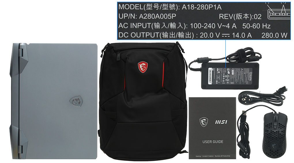 Bộ sản phẩm gồm: Dây nguồn, Sách hướng dẫn, Balo ( Trong thùng máy ) , Chuột ( Trong thùng máy ) , Thùng máy, Sạc Laptop MSI