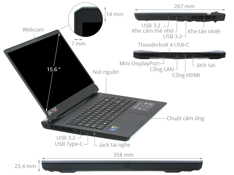 Laptop MSI Gaming GE66 Raider 11UH i7 11800H/32GB/2TB SSD/16GB RTX3080/240Hz/Balo/Chuột/Win10 (259VN)