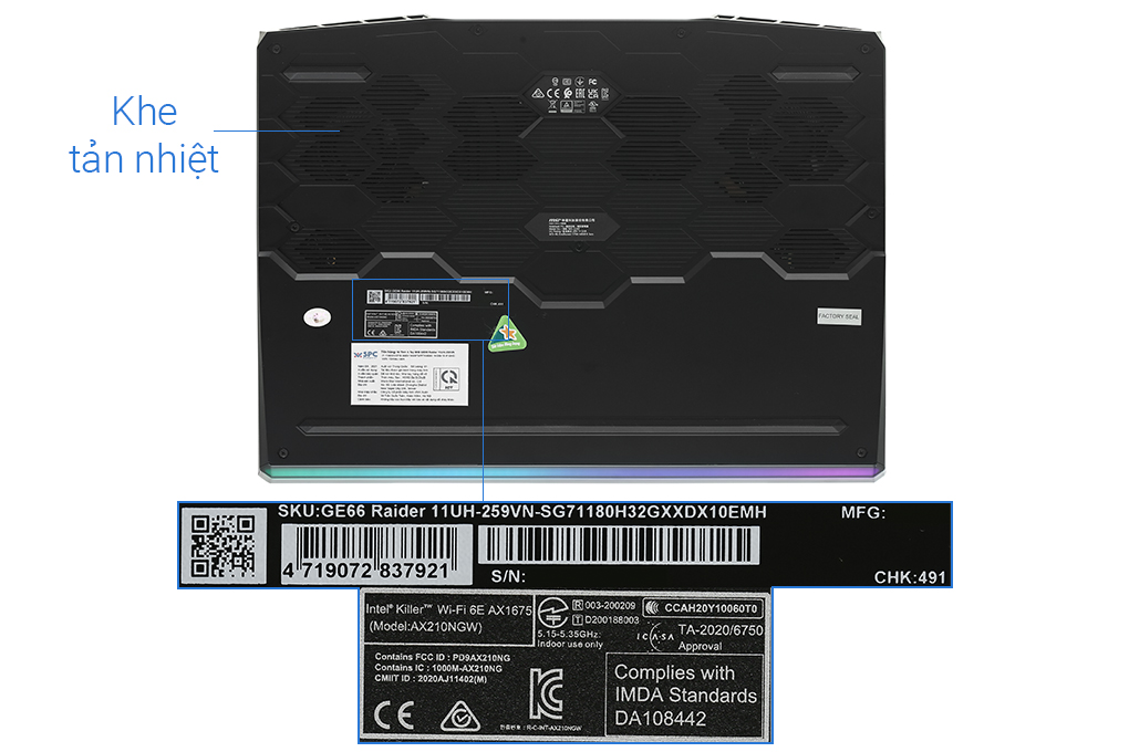 Laptop MSI Gaming GE66 Raider 11UH i7 11800H/32GB/2TB SSD/16GB RTX3080/240Hz/Balo/Chuột/Win10 (259VN)