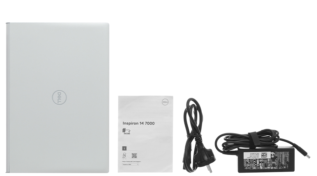 Bộ sản phẩm gồm: Dây nguồn, Sách hướng dẫn, Thùng máy, Sạc Laptop Dell
