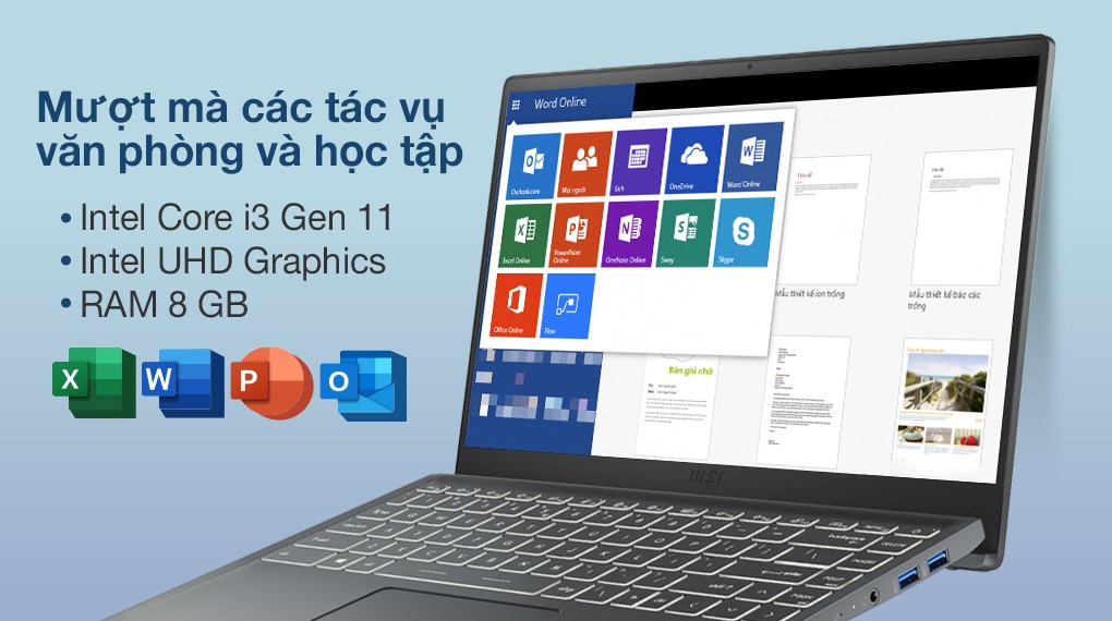 Laptop MSI Modern 14 B11MOL i3 1115G4/8GB/256GB/Win10 (813VN)