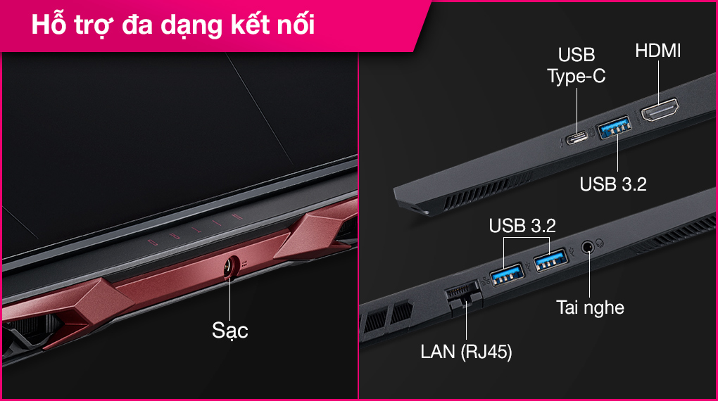 Acer Nitro 5 Gaming AN515 56 5256 i5 11300H (NH.QBZSV.005) - Cổng kết nối